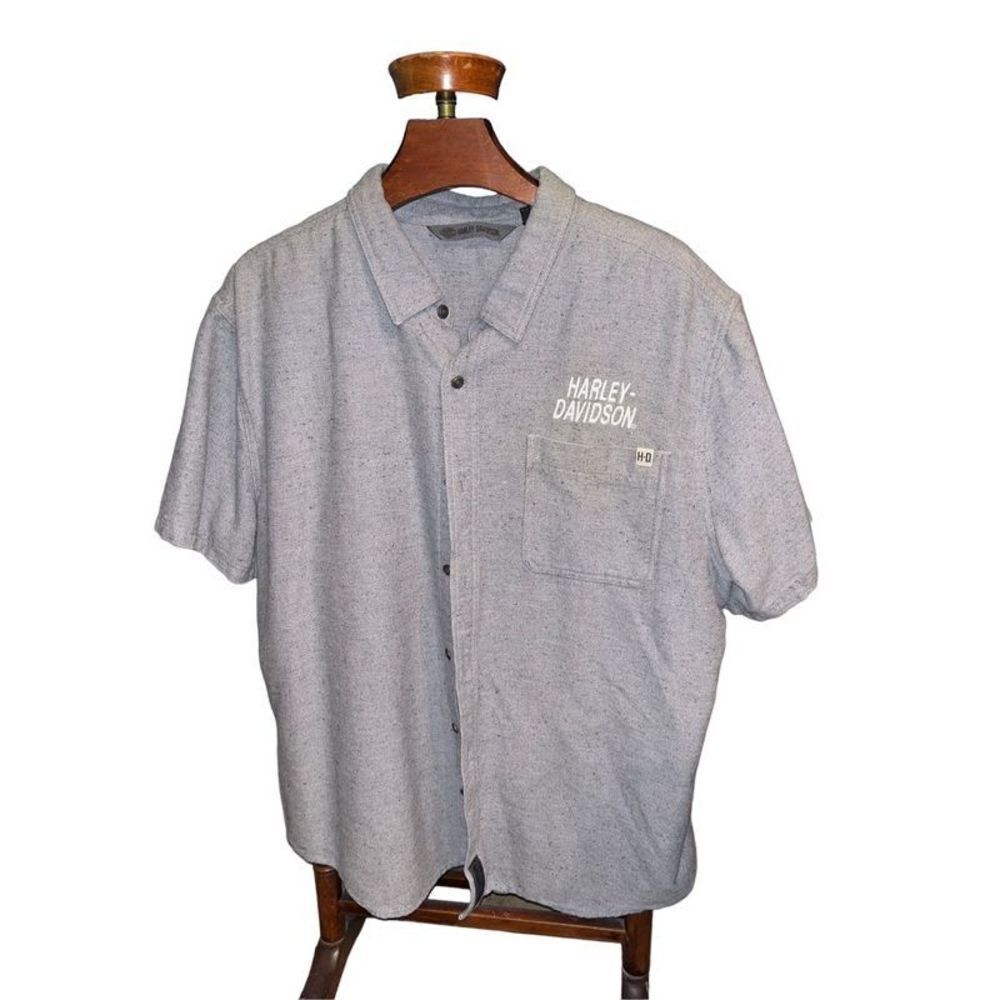Harley-Davidson Gray Thick Slim 2 XL Button Down Short Sleeve